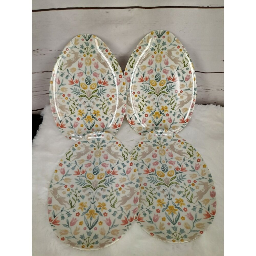 The Farmhouse Rachel Ashville Melamine‎ Floral Oval Egg Plates Set Of 4